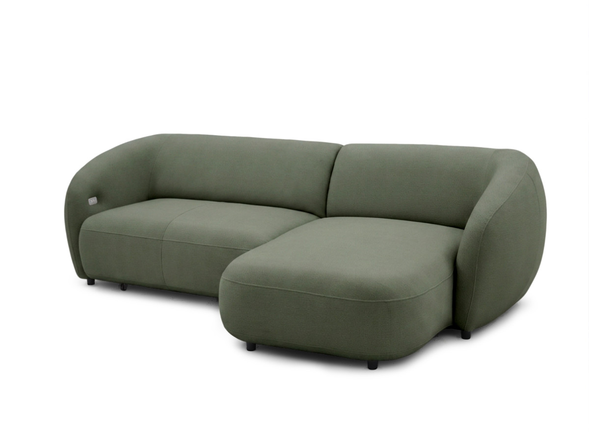 Bobochic Halo Ecksofa mit Schlaffunktion Stoff Grün Ecke rechts
