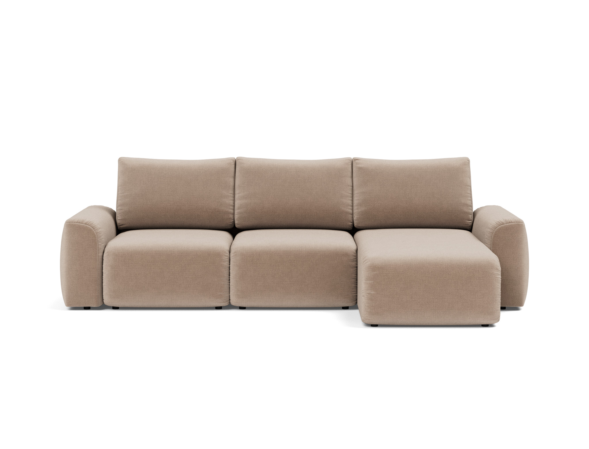 Schlafsofa Norum mit Chaiselongue und Chunky-Armlehnen Chenille Esina 417-Mocha