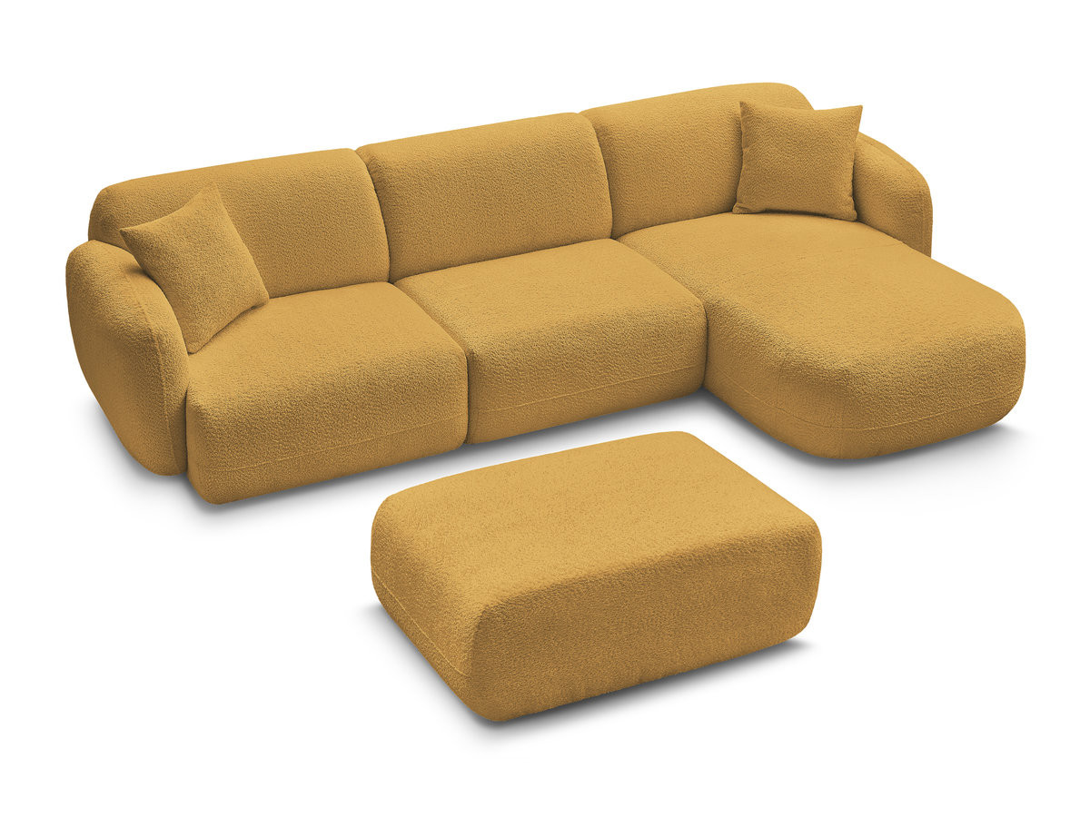Bobochic Anda Ecksofa mit Pouf 292 × 163 cm Chenille Gelb Ecke rechts