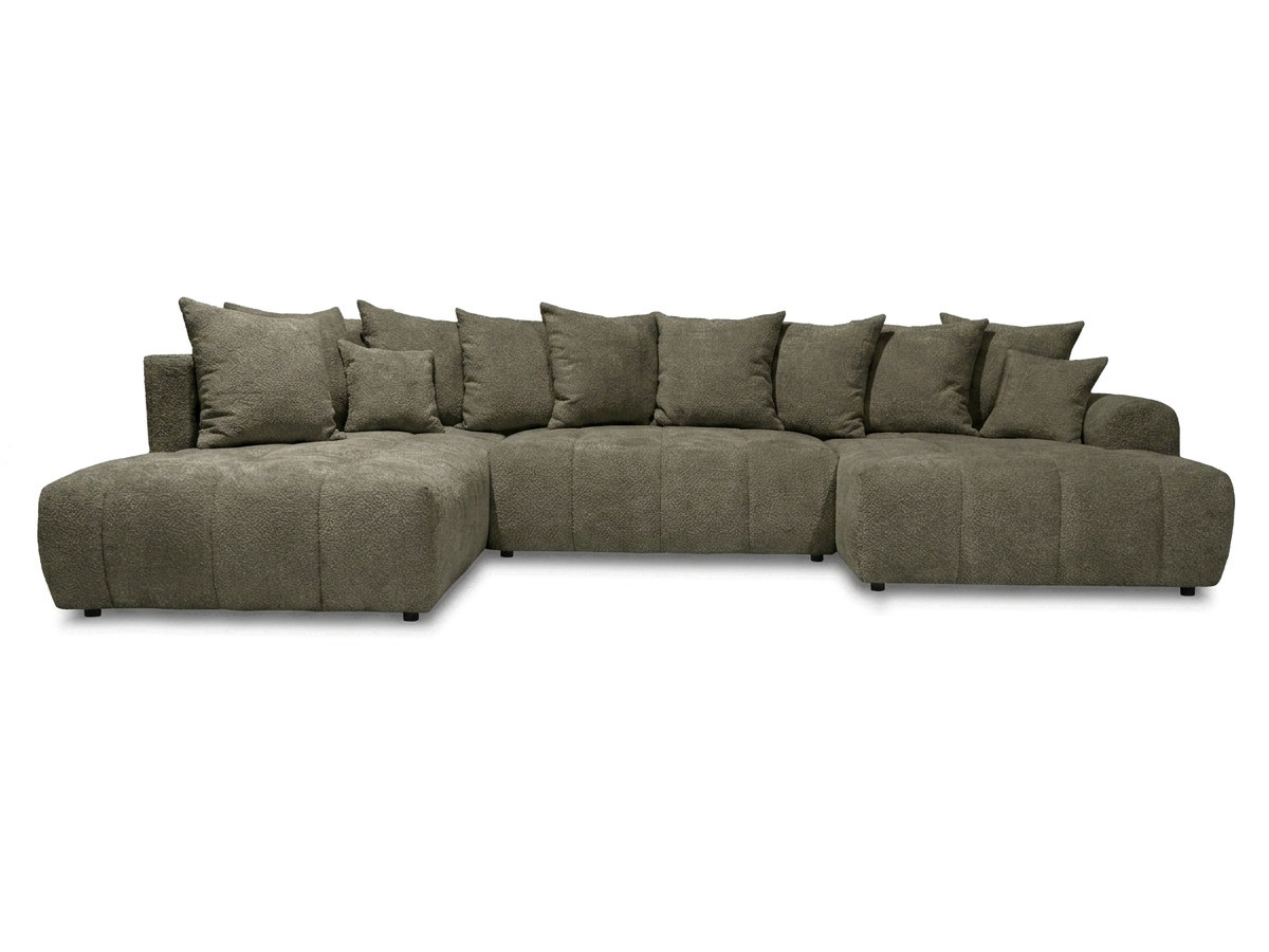 Bobochic Roxelane Wohnlandschaft Bouclé-Stoff Grün Ecke links