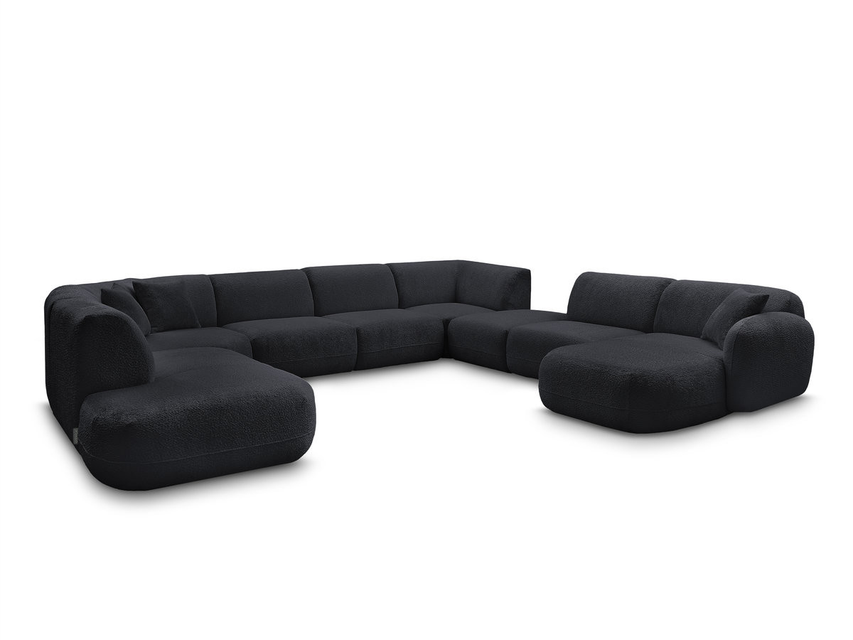 Bobochic Anda Wohnlandschaft mit Pouf 396 × 357 cm Chenille Schwarz Ecke rechts