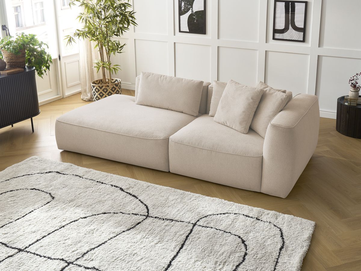 Bobochic Leopold Sofa 3-Sitzer Melange-Stoff Beige Armlehne rechts
