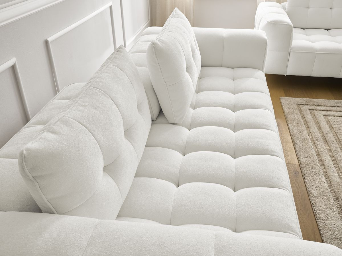 Bobochic Anis Sofa-Set 3- und 2-Sitzer mit Pouf Strukturstoff Weiß