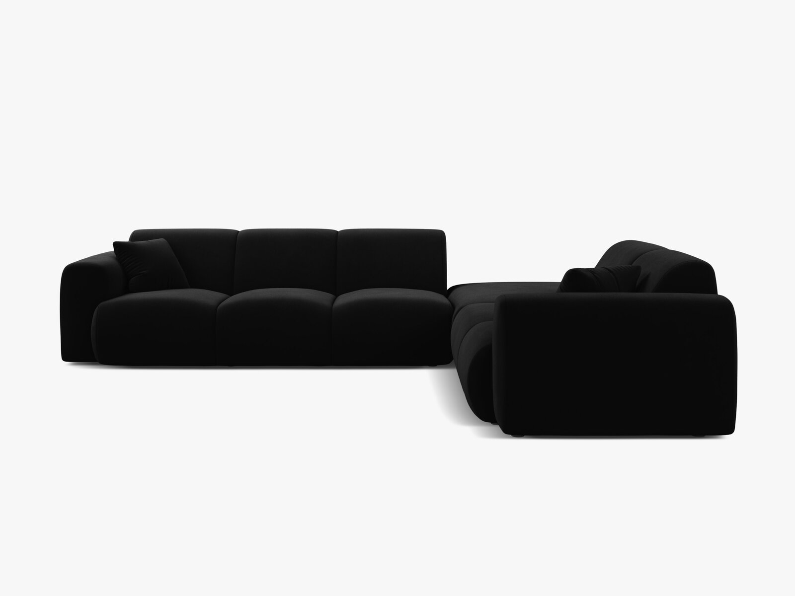 Micadoni Ecksofa Molino 6-Sitzer Rechts Samt Casino Schwarz