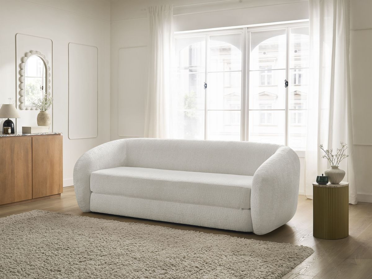Bobochic Neyo Schlafsofa 3-Sitzer Strukturstoff Weiß