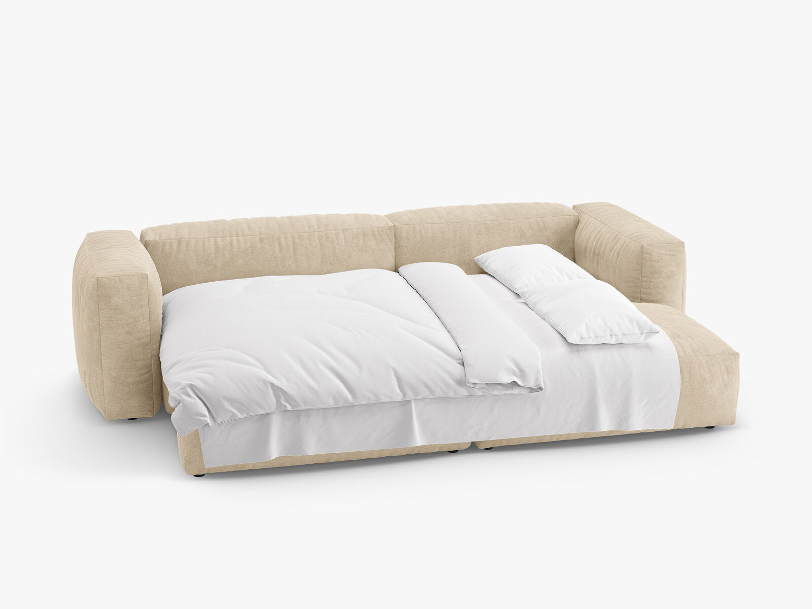 Micadoni Martina Ecksofa 4-Sitzer mit Schlaffunktion Rechts Samt Vogue Helles Beige