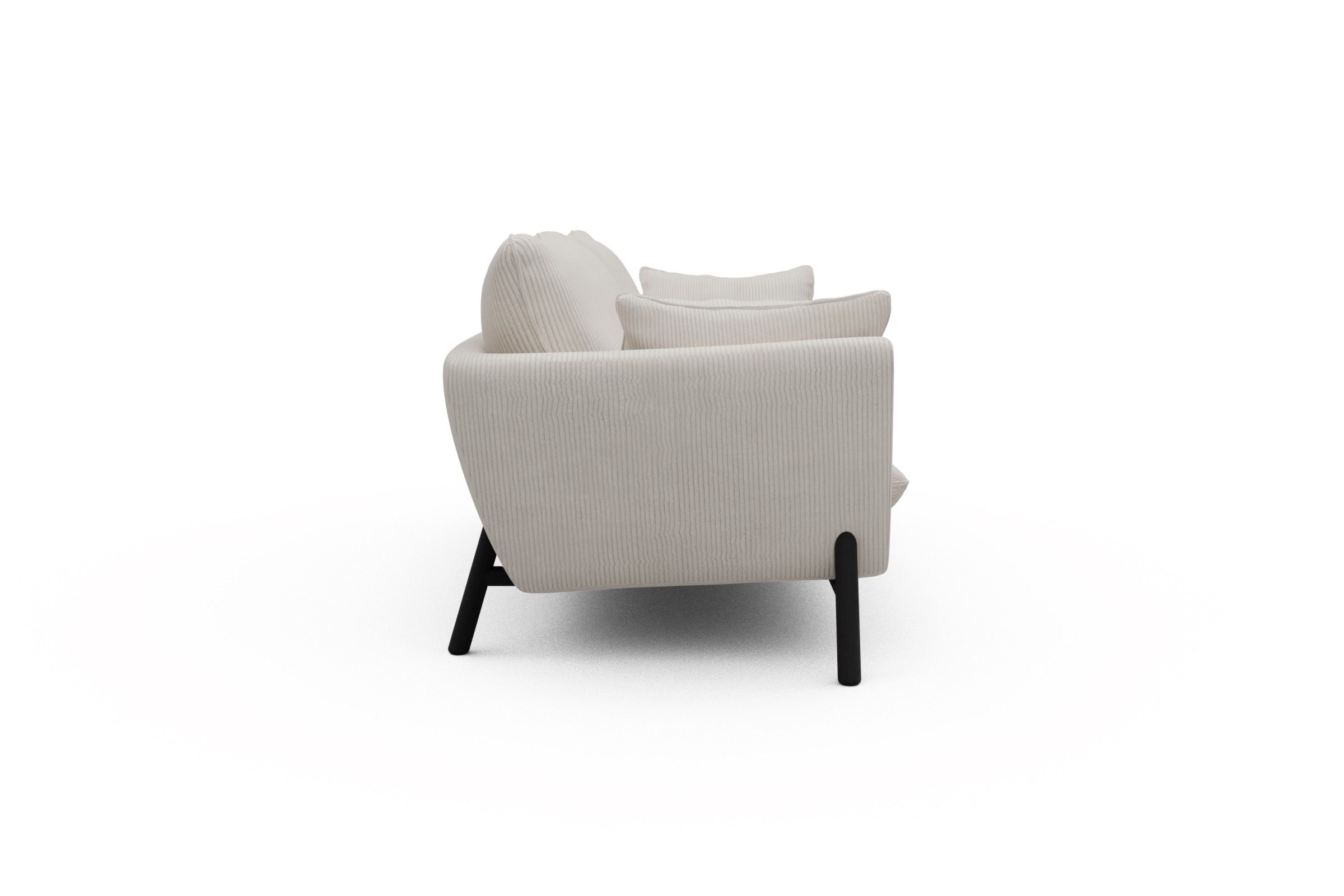 Sofa Emil 3-Sitzer Beinfarbe Eiche Schwarz Corduroy-Ivory