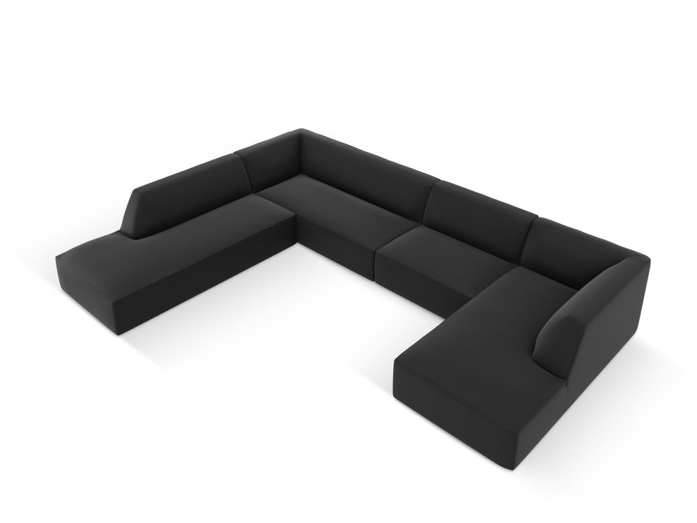Cosmopolitan Design Panoramasofa Siena 7-Sitzer Kunstleder Pacifico Schwarz Links