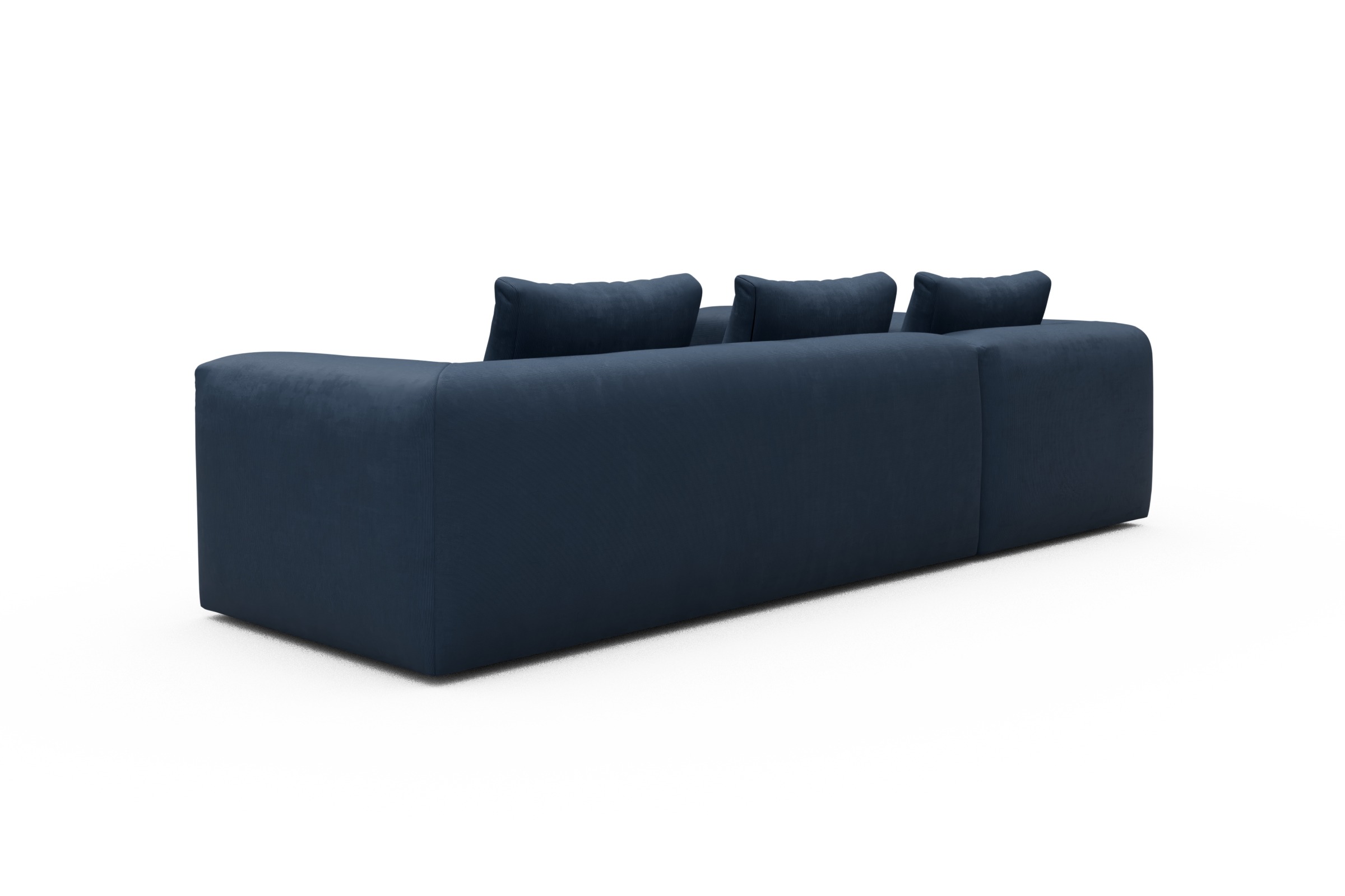 Ecksofa Fred 2x 2,5-Sitzer links offen Cordufine-Royal-Blue