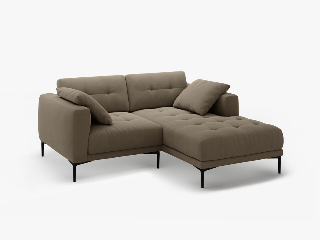 Micadoni Ecksofa Bemy 2-Sitzer Rechts Samt Grau Braun