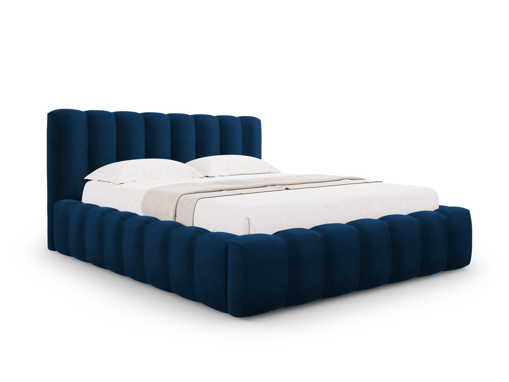 Cosmopolitan Design Stauraumbett mit Kopfteil Palma 160x200 Samt Bluvel Königsblau