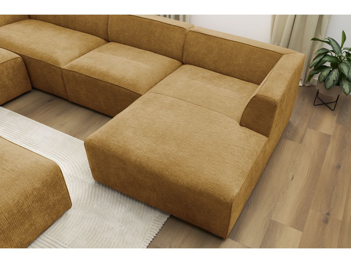 Bobochic Megeve Wohnlandschaft mit Pouf Strukturstoff Gelb Ecke rechts