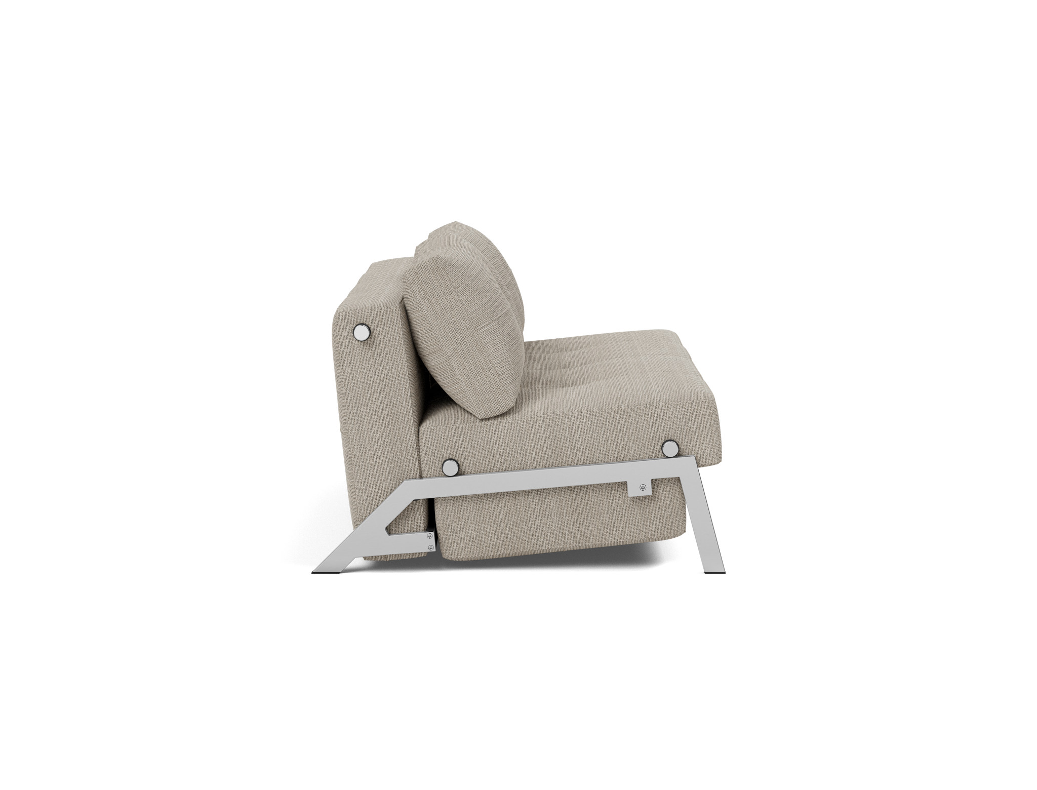 Schlafsofa Cubed 160 Strukturierter Stoff Kenya 579-Gravel Beine Chrom