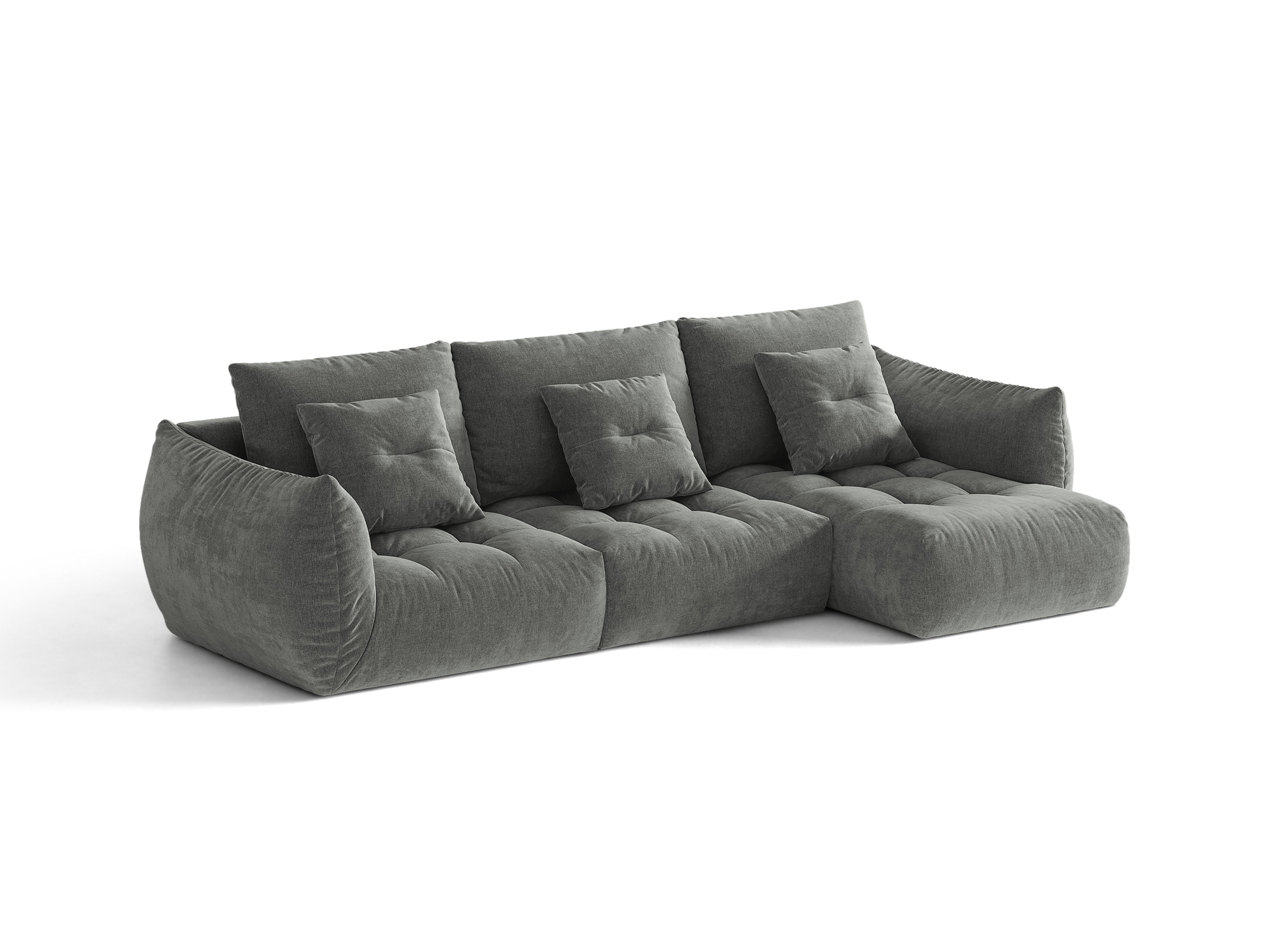 Micadoni Bloom Ecksofa 6-Sitzer Rechts Strukturierter Stoff Wind Dunkelgrau