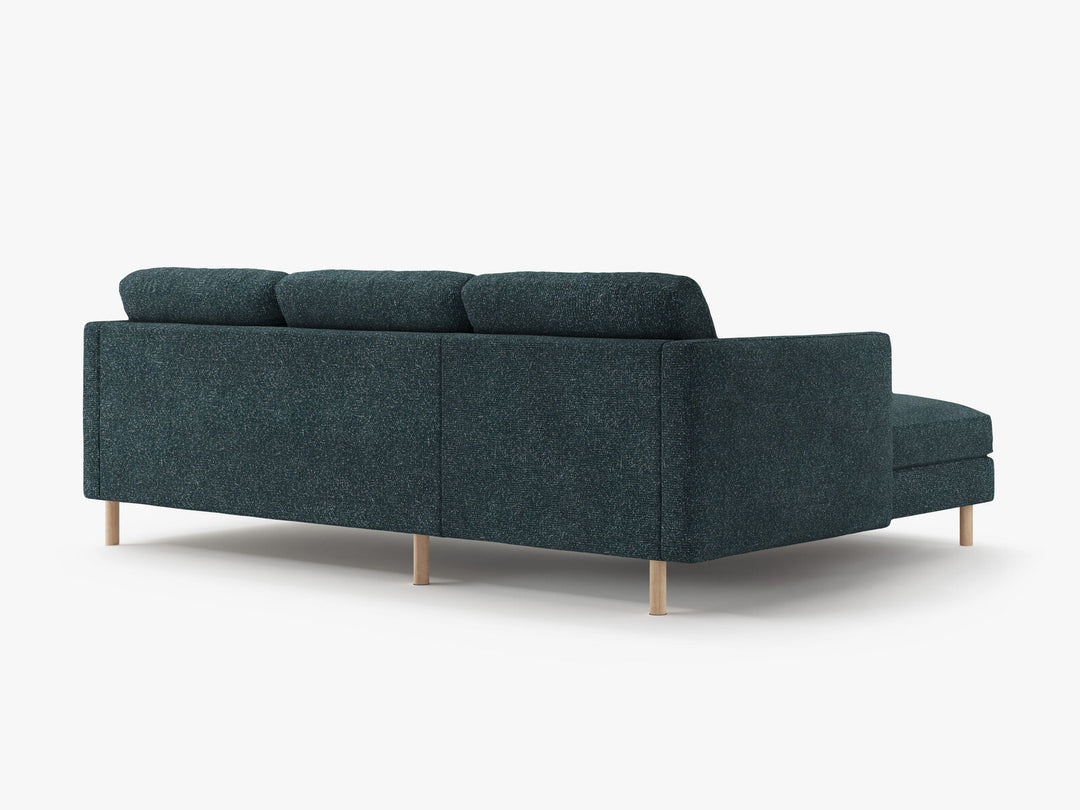 Micadoni Ecksofa Eden Groß 3-Sitzer Links Strukturierter Stoff Grün Blau Melange