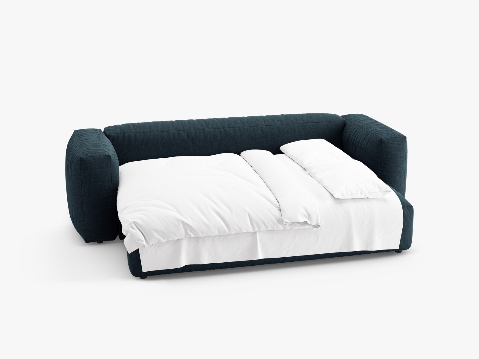 Micadoni Martina Schlafsofa 3-Sitzer Strukturierter Stoff Boston Jeansblau