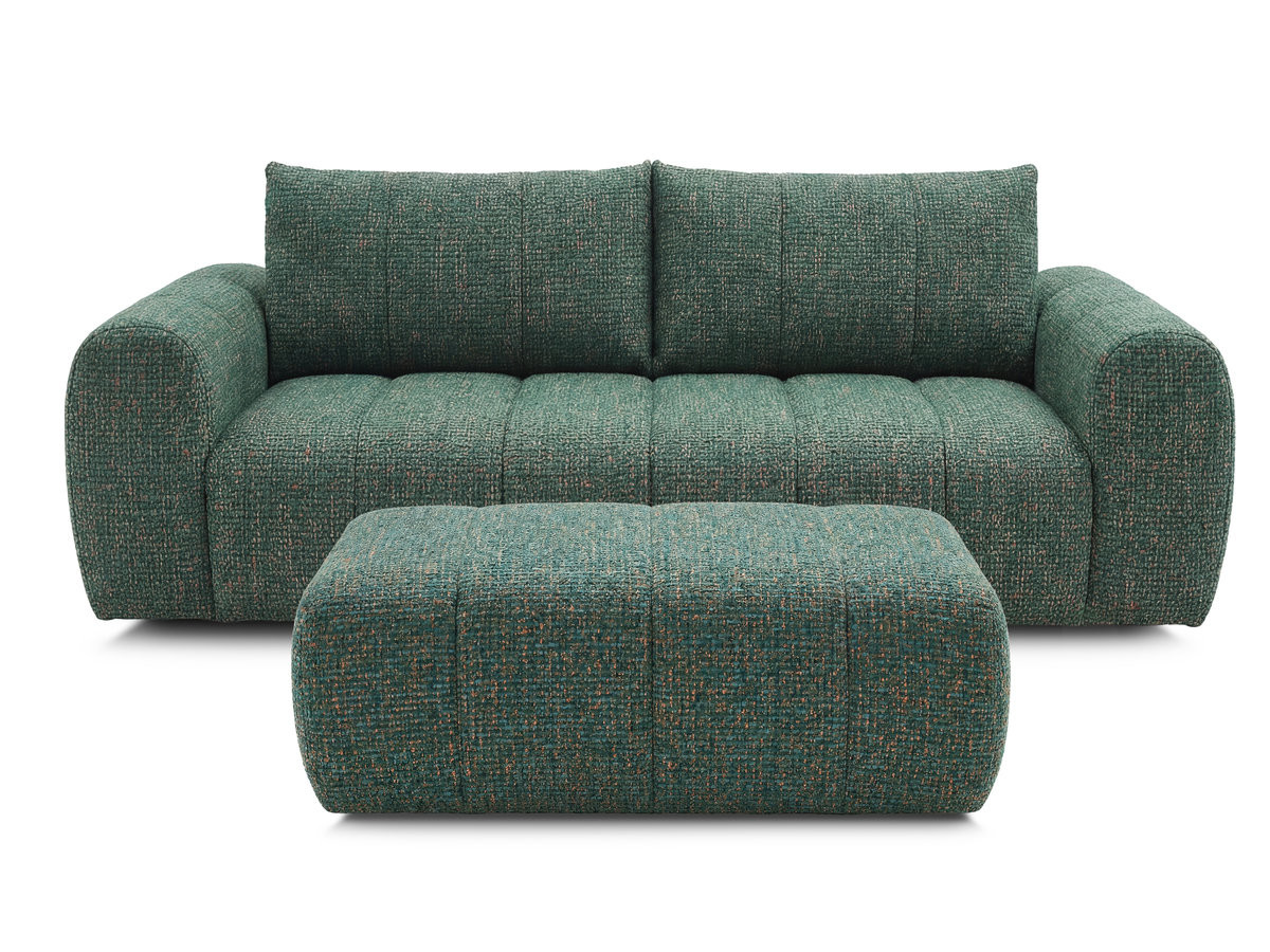 Bobochic Nesty Sofa 3-Sitzer mit Pouf Melange-Stoff Dunkelgrün