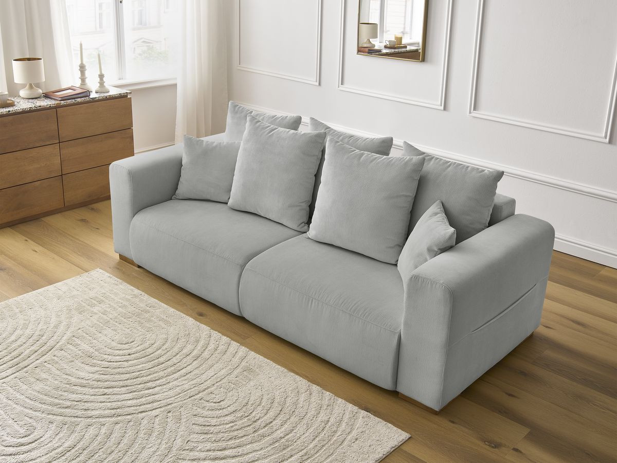 Bobochic Sidonie Sofa 3-Sitzer Cordsamt Hellgrau
