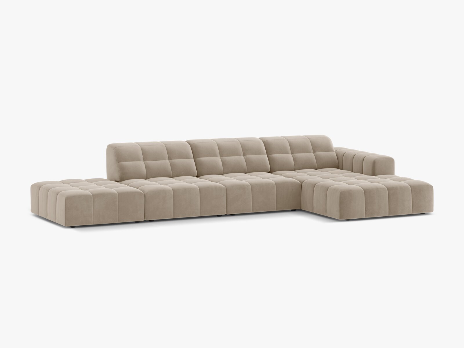 Micadoni Ecksofa Jennifer 5-Sitzer Rechts Samt Bluvel Dunkelbeige