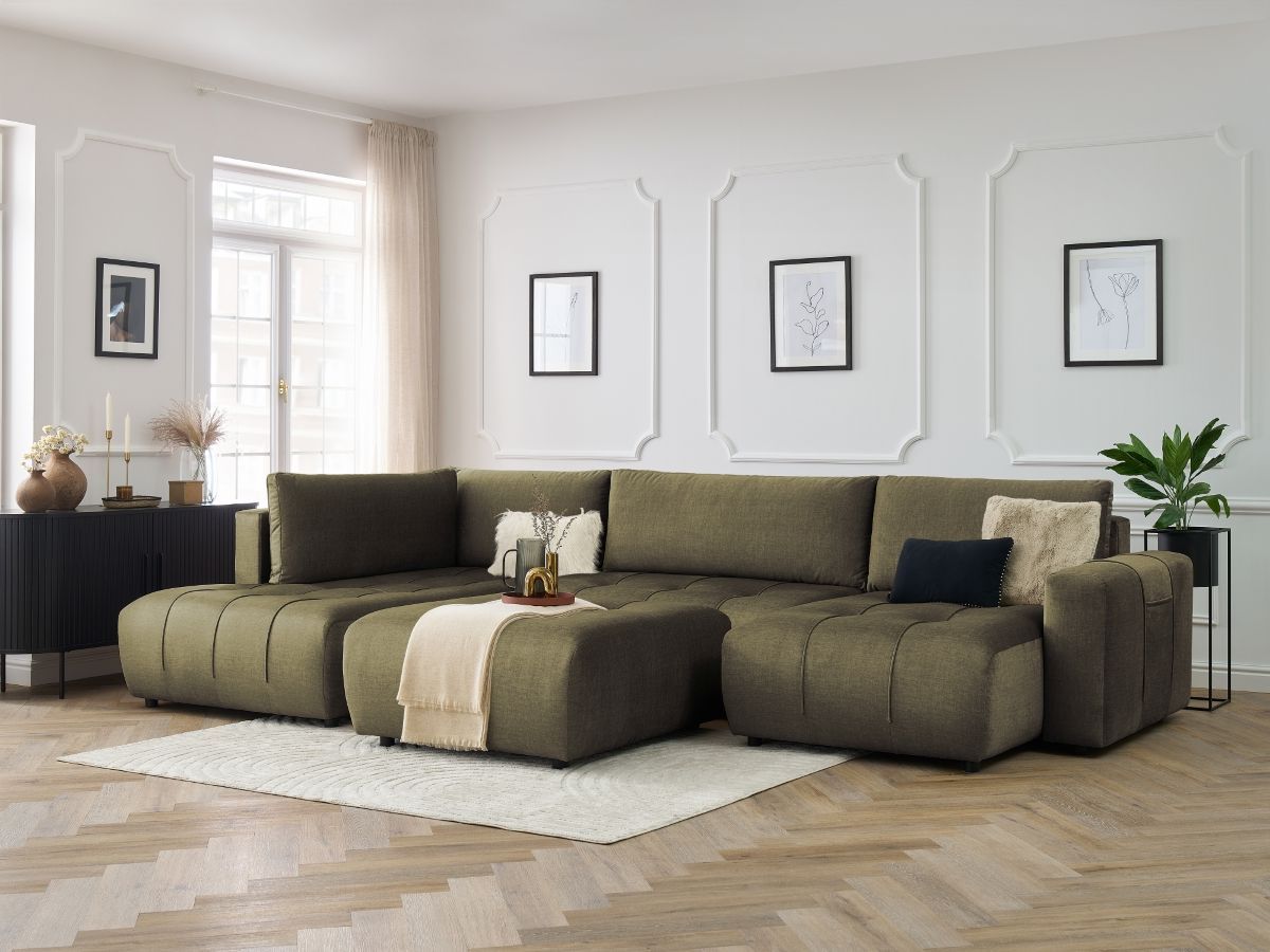 Bobochic Arsene Wohnlandschaft mit Pouf Samt Grün Ecke rechts