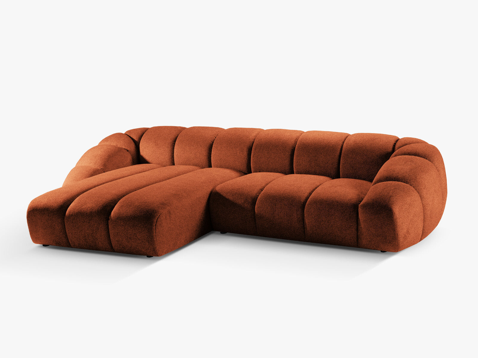 Micadoni Ecksofa Diana 4-Sitzer Links Strukturierter Samtstoff Terrakotta