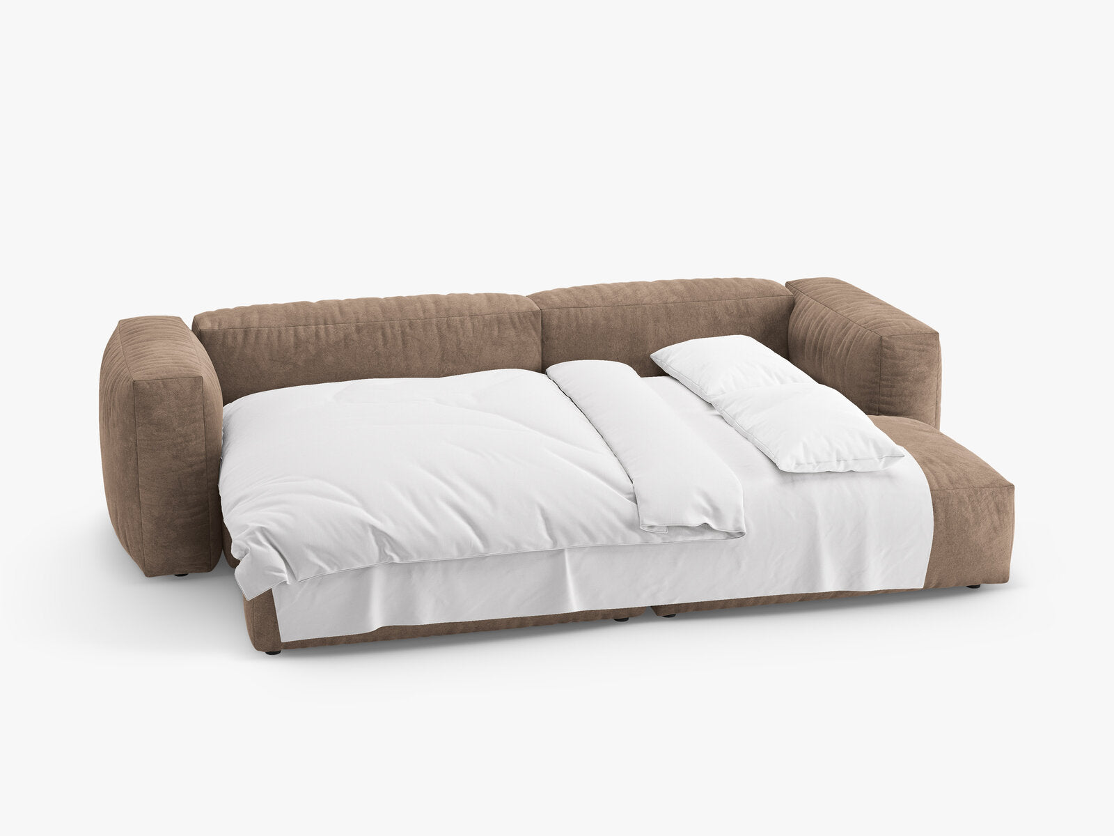 Micadoni Martina Ecksofa 4-Sitzer mit Schlaffunktion Rechts Samt Vogue Dunkelbeige