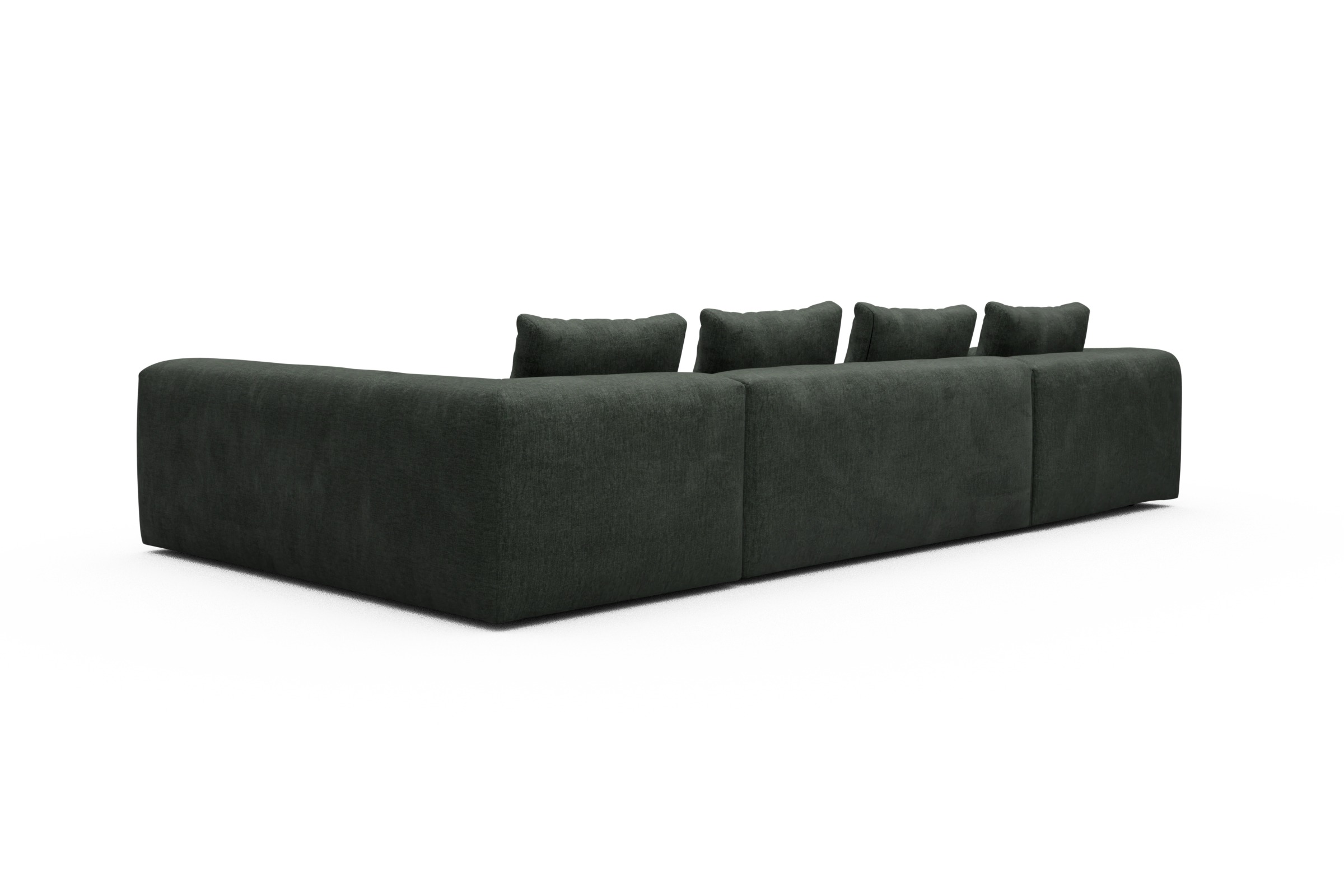 Wohnlandschaft Fred Chaiselongue links mit 2-Sitzer und lange Armlehne rechts Aivi-Pine-Green