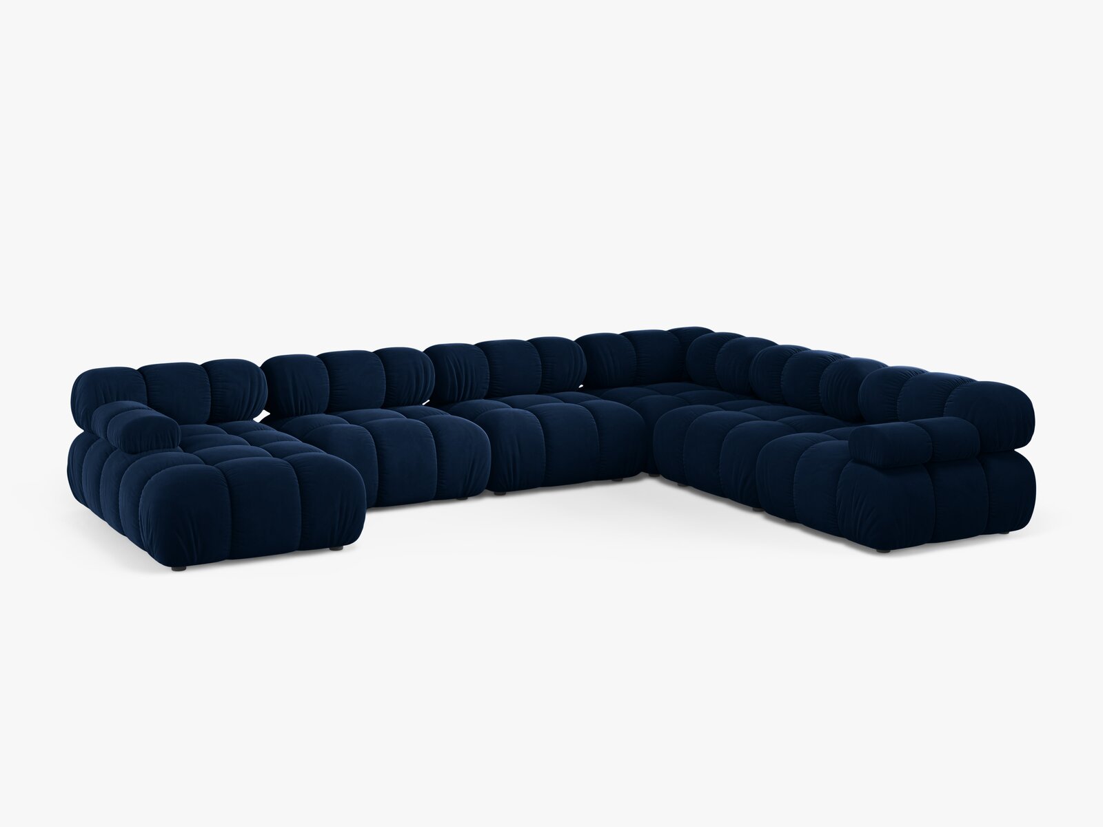Micadoni Modulares Panorama Ecksofa Bellis 8-Sitzer Rechts Samt Bluvel Königsblau