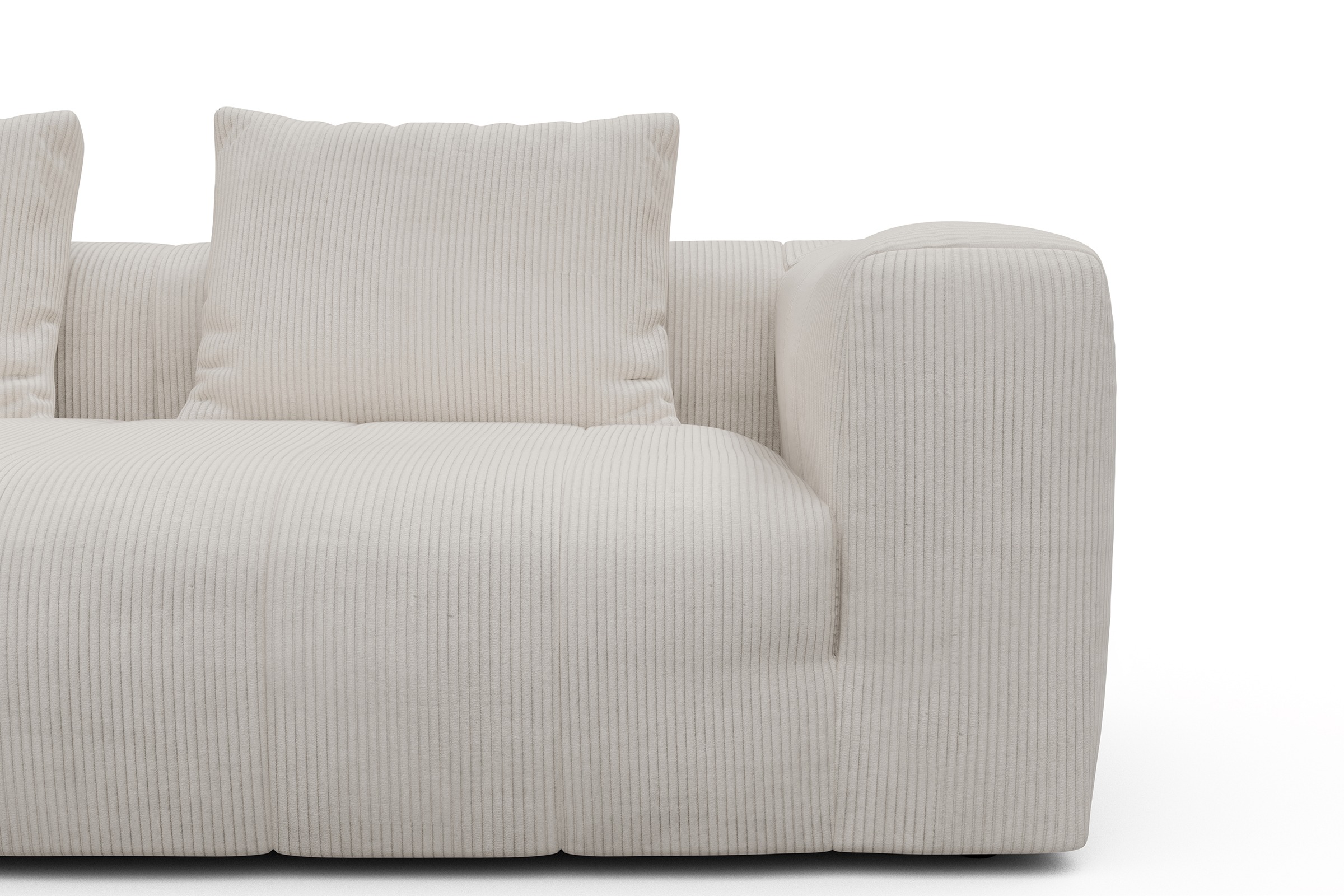 Ecksofa Hugo 2,5-Sitzer Armlehne rechts mit Chaiselongue Corduroy-Ivory