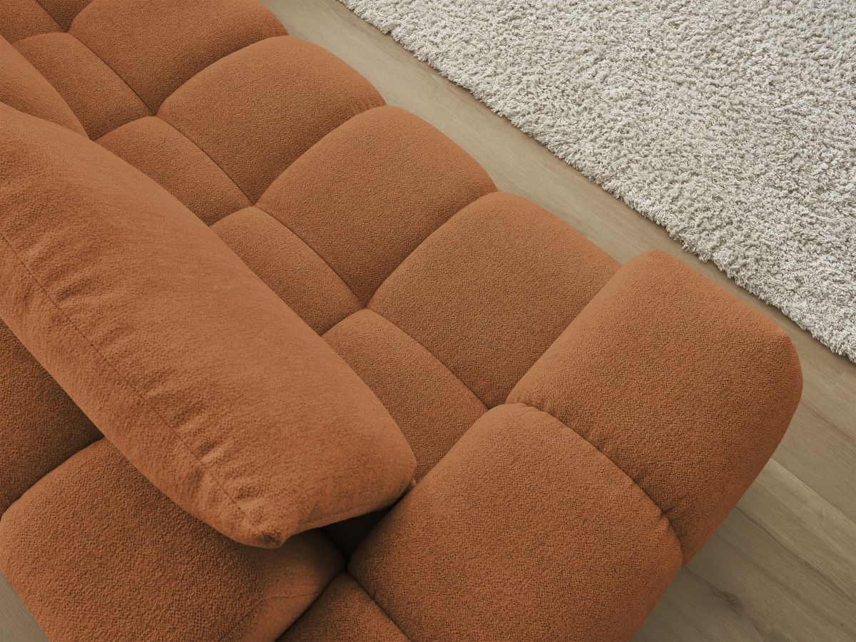 Bobochic Everest Ecksofa, 4 Kissen Melange-Stoff Orange Ecke rechts