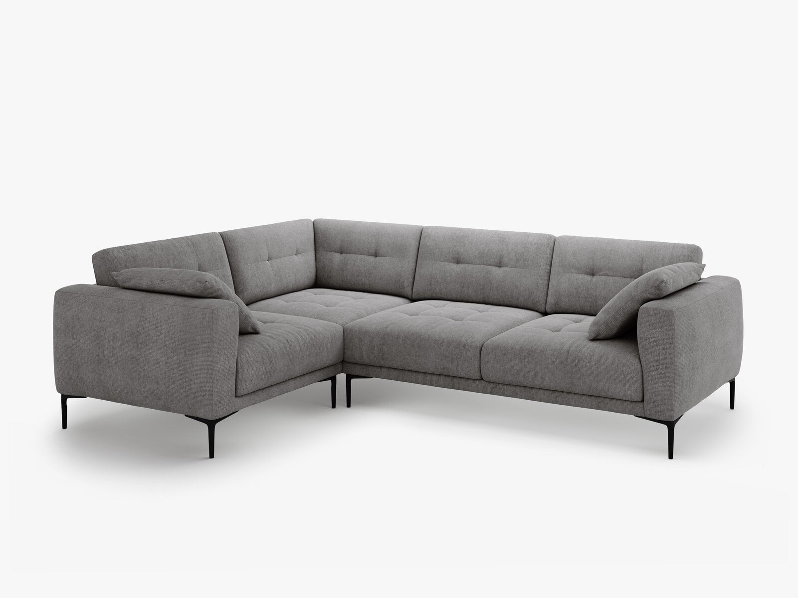 Micadoni Ecksofa Bemy 4-Sitzer Links Strukturierter Stoff Grau
