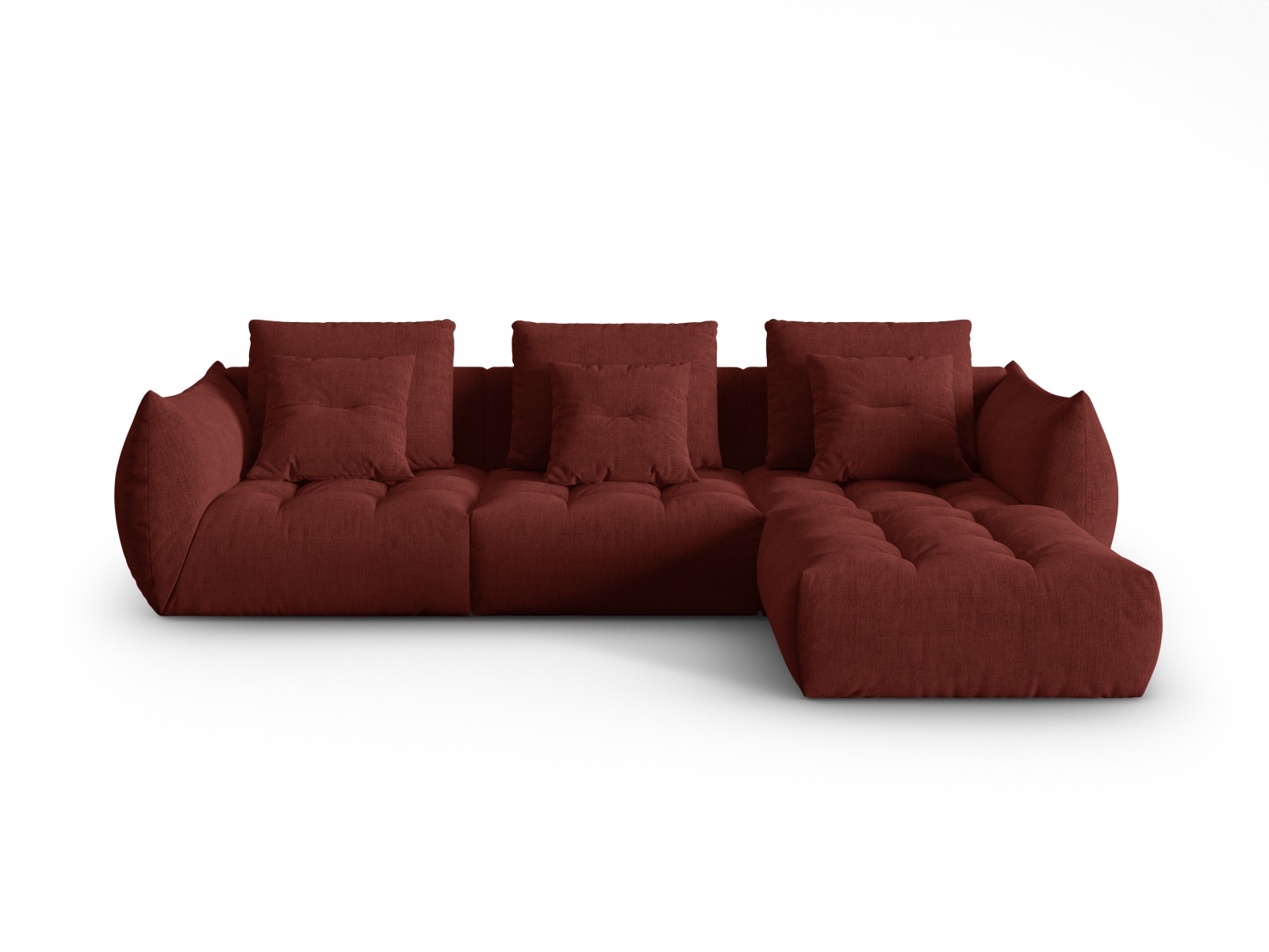 Micadoni Ecksofa Bloom 2-Sitzer Strukturierter Stoff Rot