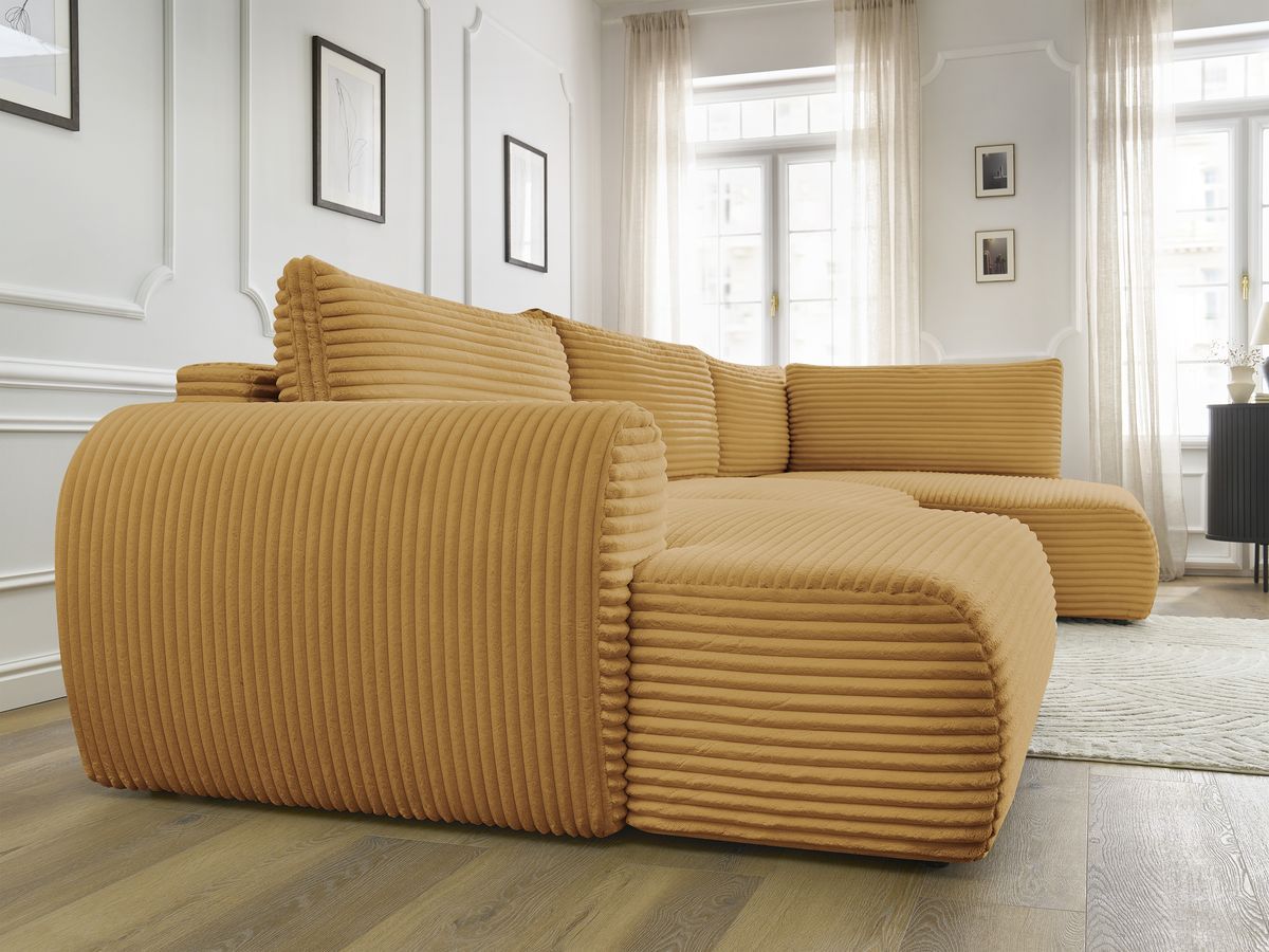 Bobochic Lucien Wohnlandschaft Breitcord weich Gelb Ecke links