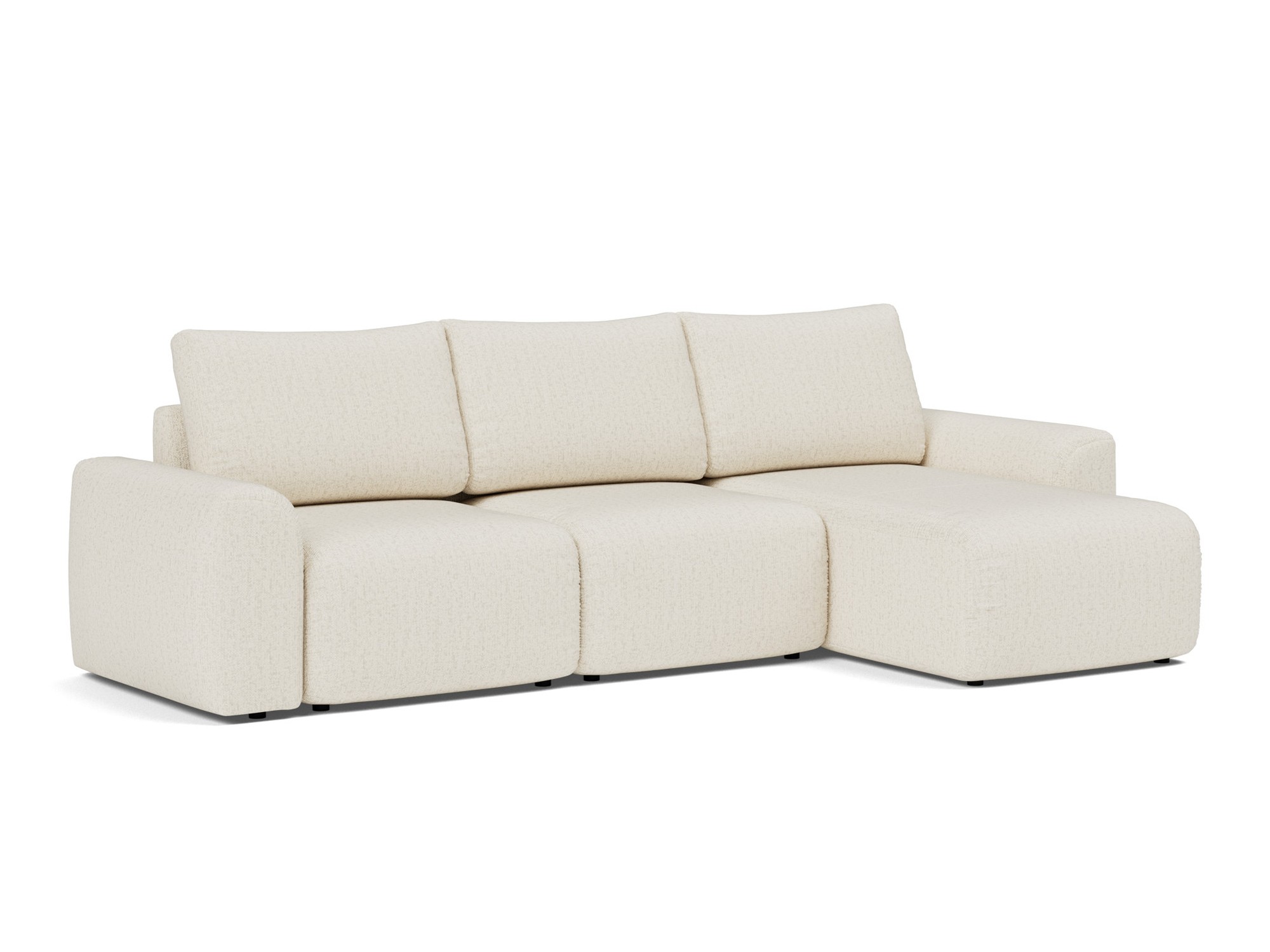 Schlafsofa Norum mit Chaiselongue und Chunky-Armlehnen Boucle Skandi 531-Off-White