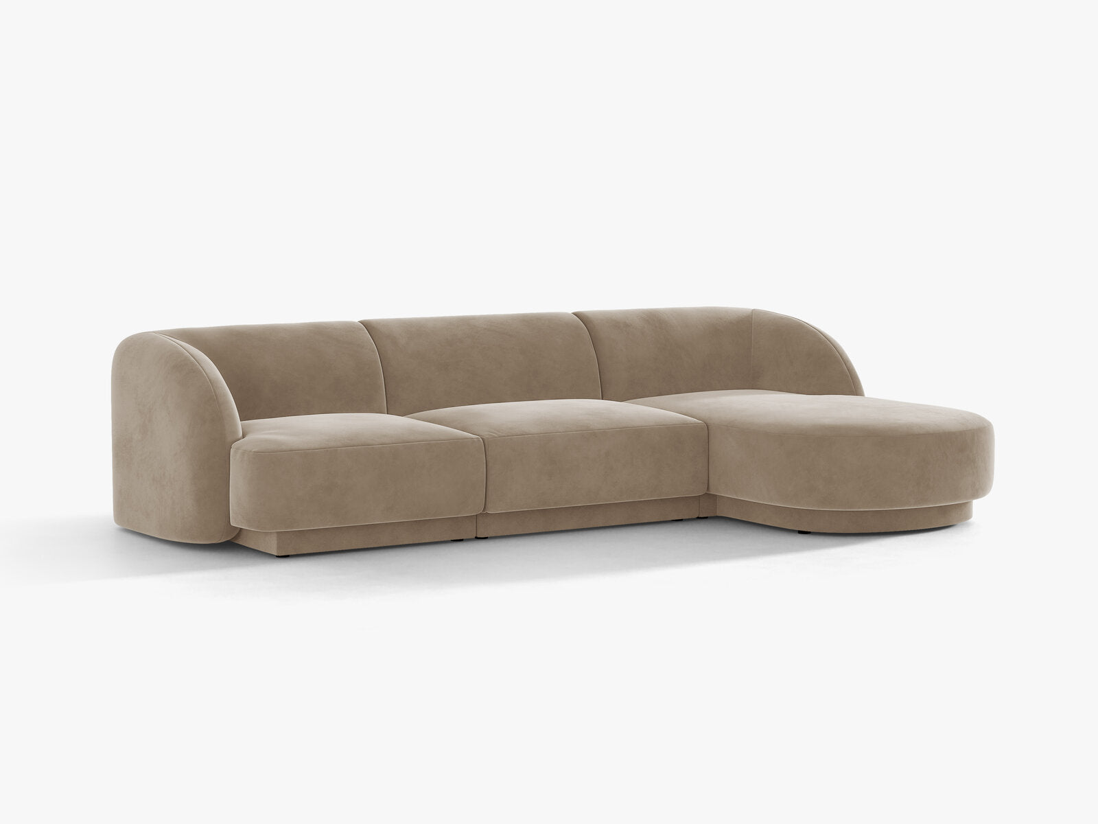 Micadoni Ecksofa Miley 4-Sitzer Rechts Samt Bluvel Cappuccino