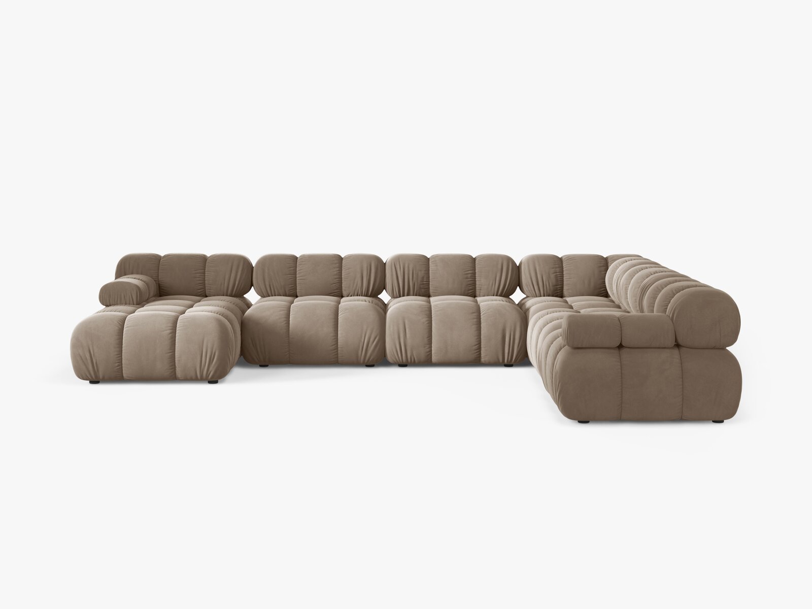 Micadoni Modulares Panorama Ecksofa Bellis 8-Sitzer Rechts Samt Bluvel Cappuccino