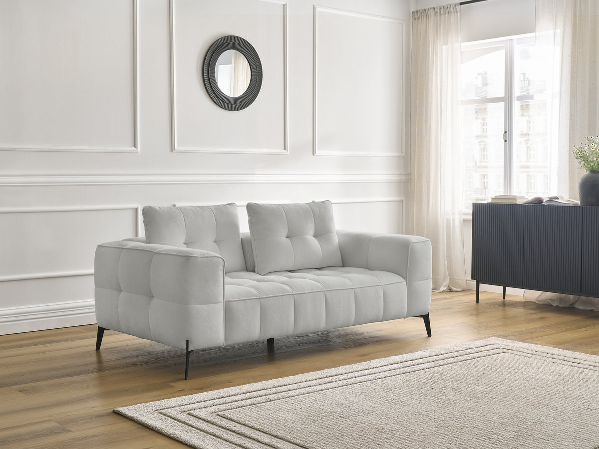 Bobochic Anis Sofa 2-Sitzer Strukturstoff Hellgrau