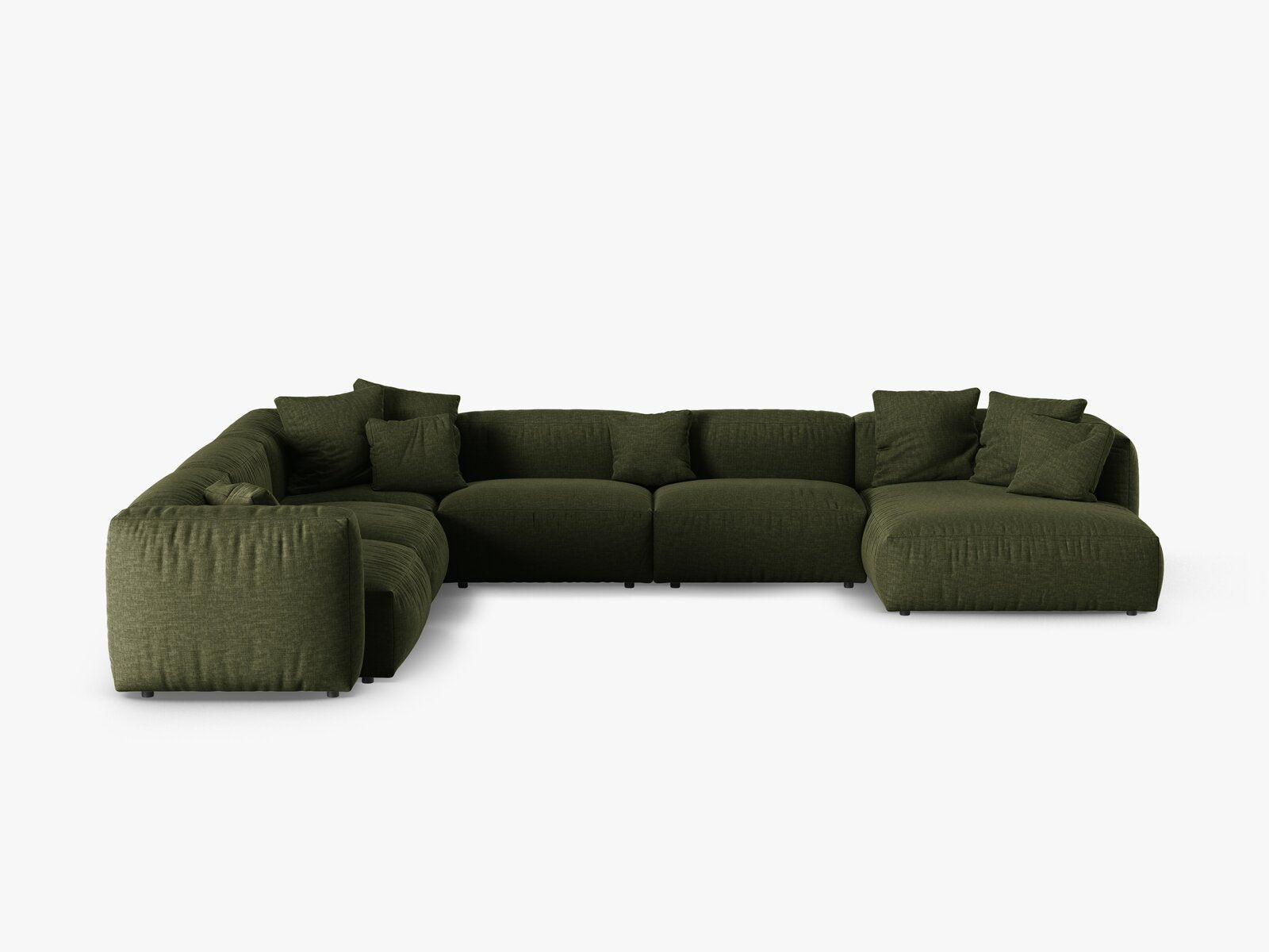 Micadoni modulares Ecksofa XL Martina 6-Sitzer 90cm Sitztiefe Links Strukturierter Stoff Boston Grün