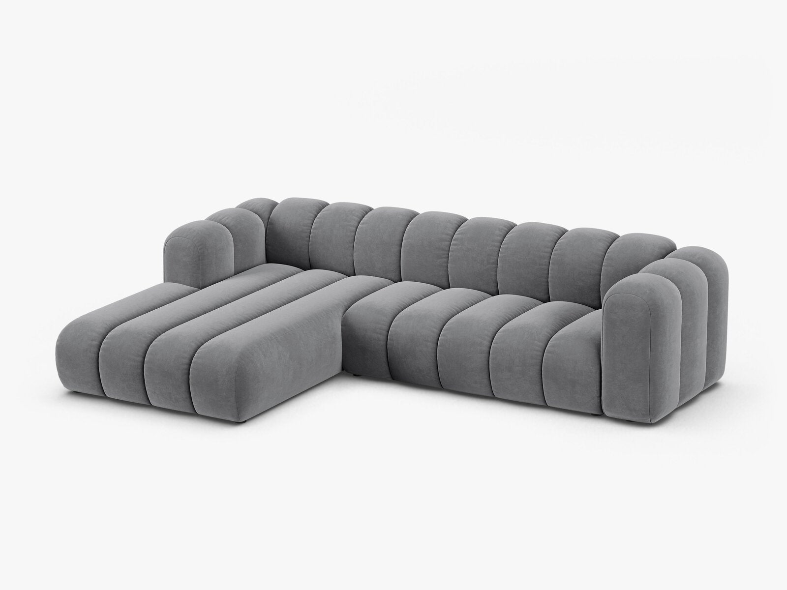Micadoni Modulares Ecksofa Lupine 4-Sitzer Links Samt Salvador Grau