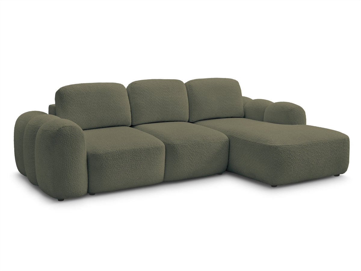 Bobochic Montaigne Ecksofa mit Schlaffunktion und Bettkasten 276 × 164 cm Bouclé-Stoff Grün Ecke rechts