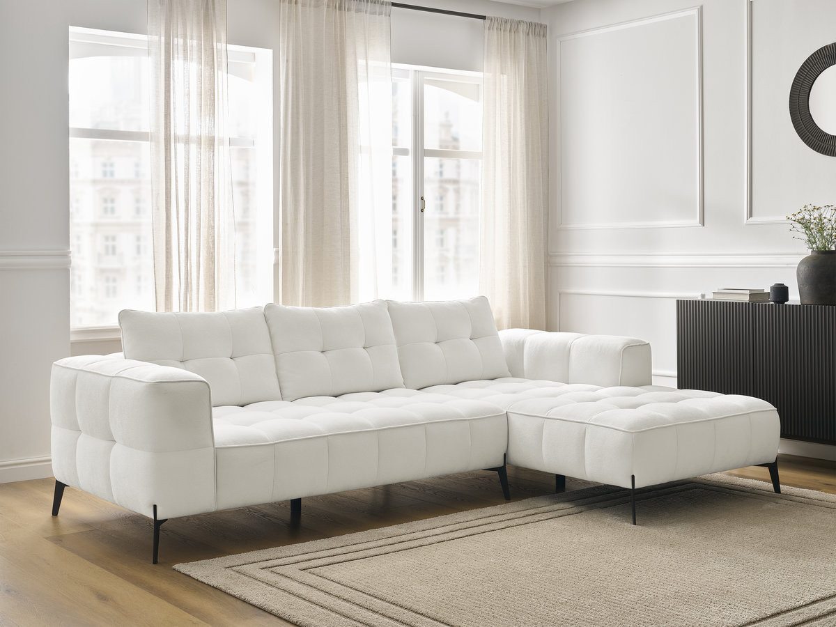 Bobochic Anis Ecksofa Strukturstoff Weiß Ecke rechts