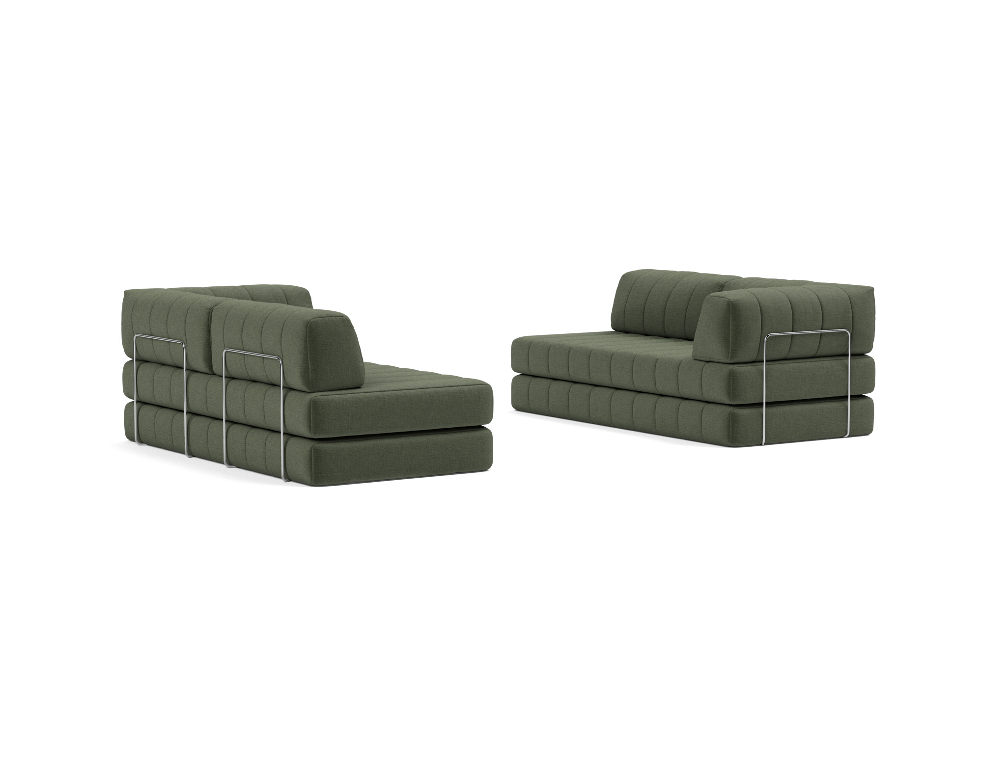 Eck-Schlafsofa CozyPad L-Form mit Armlehne Chenille Esina 413-Olive-Green
