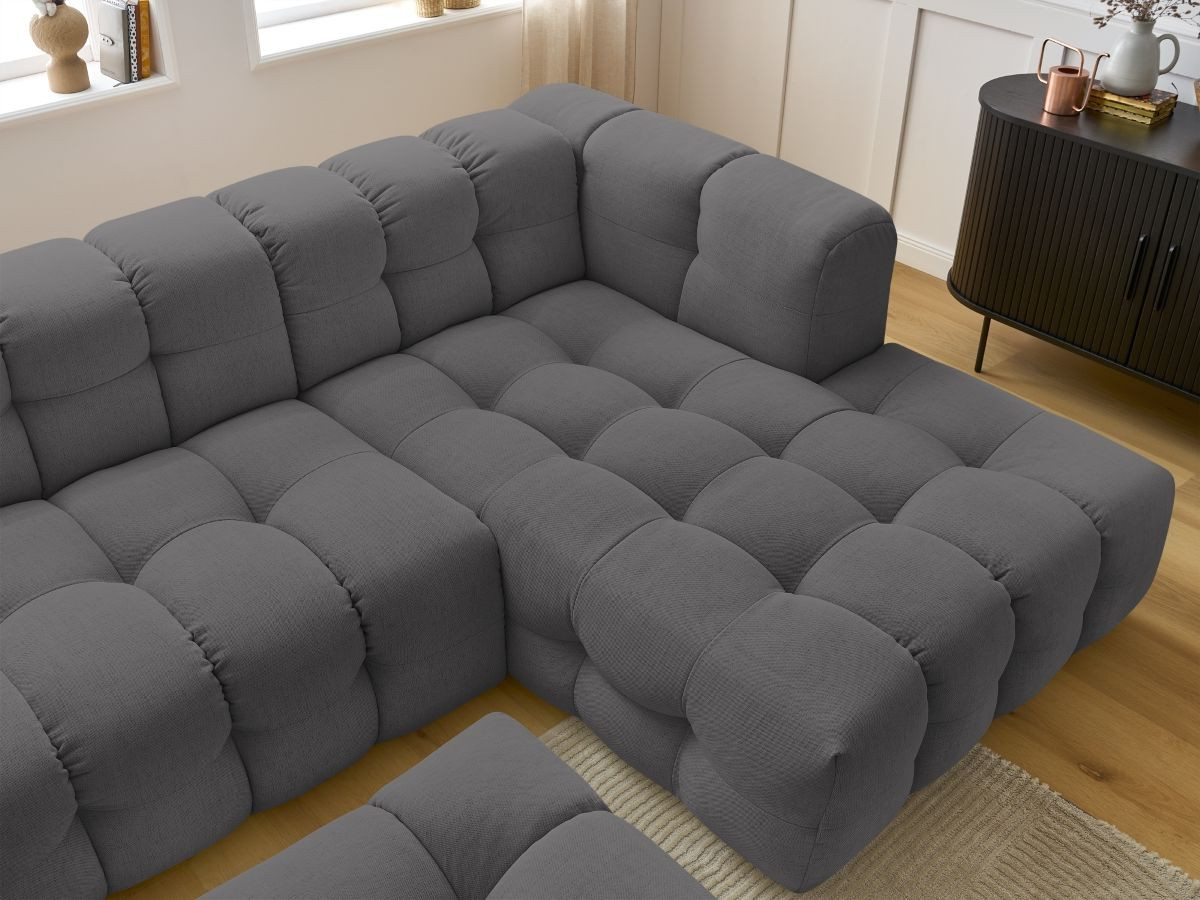 Bobochic Cloud Ecksofa mit Pouf 288 × 184 cm Stoff Dunkelgrau Ecke rechts