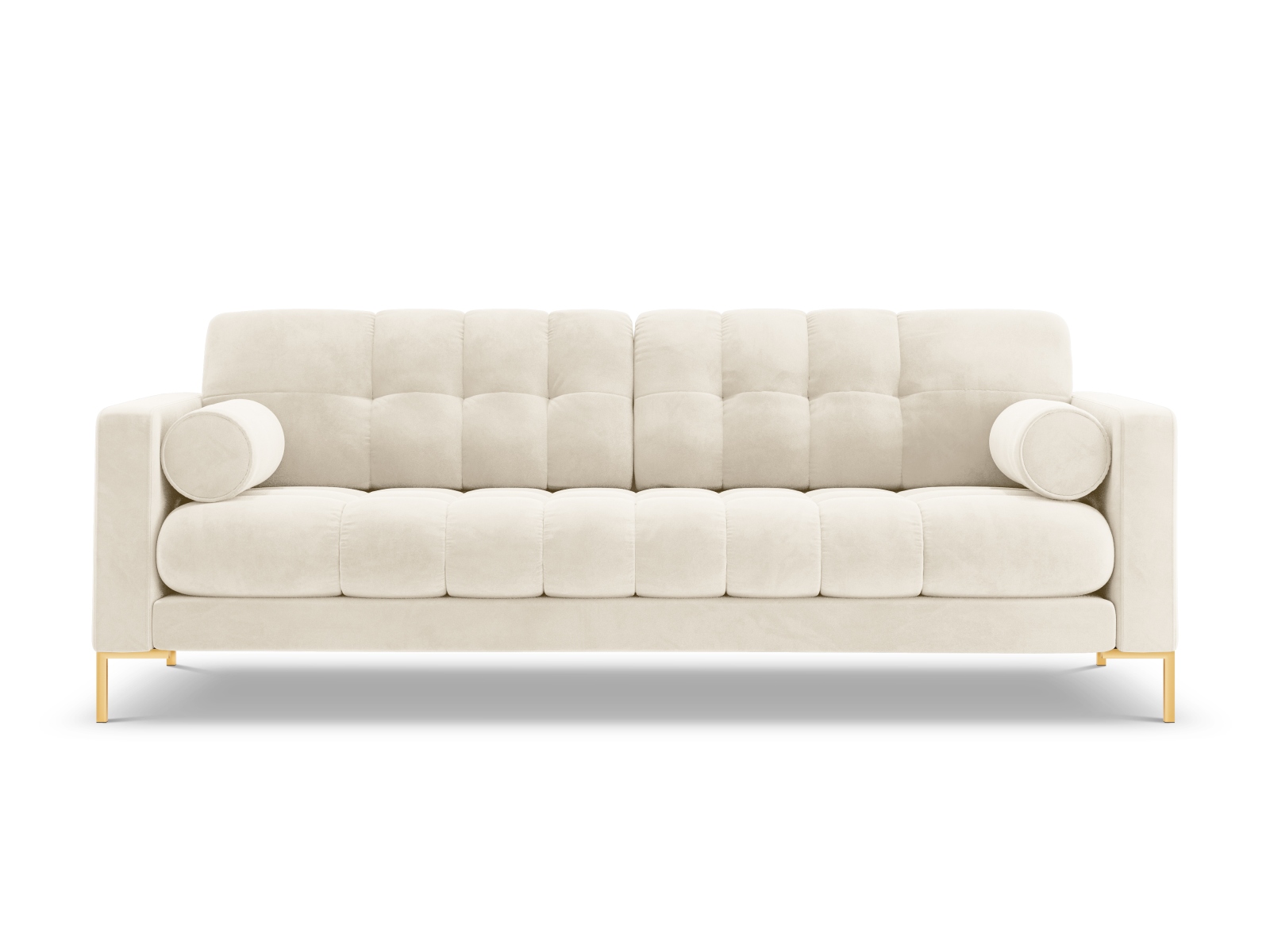 Cosmopolitan Design Sofa Bali 4-Sitzer Samt Bluvel Helles Beige Beine Gold