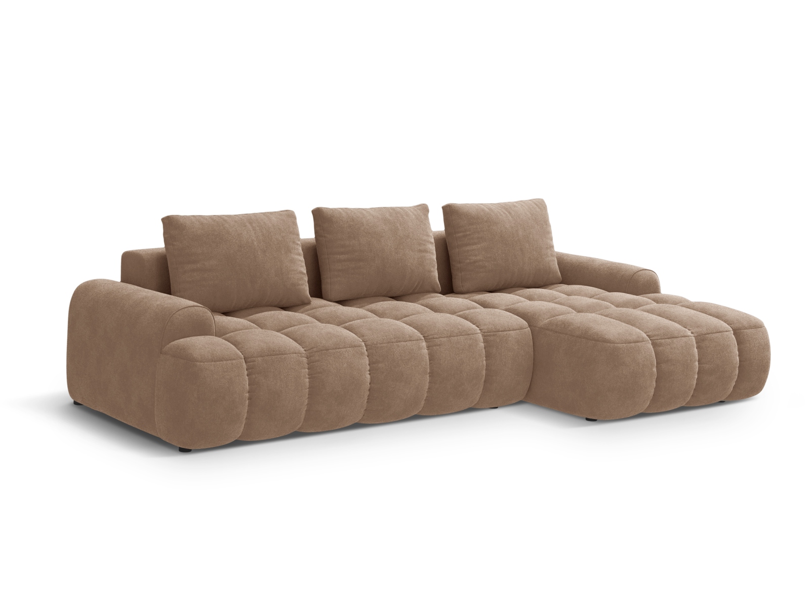 Cosmopolitan Design Ecksofa Linz 3-Sitzer mit Schlaffunktion Samt Vogue Dunkelbeige Rechts