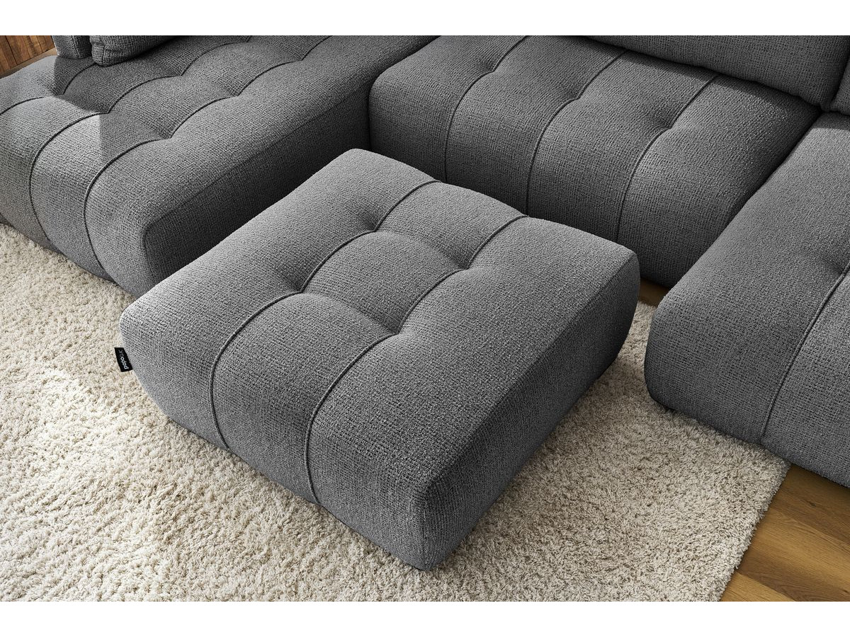 Bobochic Arsene Wohnlandschaft mit Pouf Melange-Stoff Dunkelgrau Ecke rechts