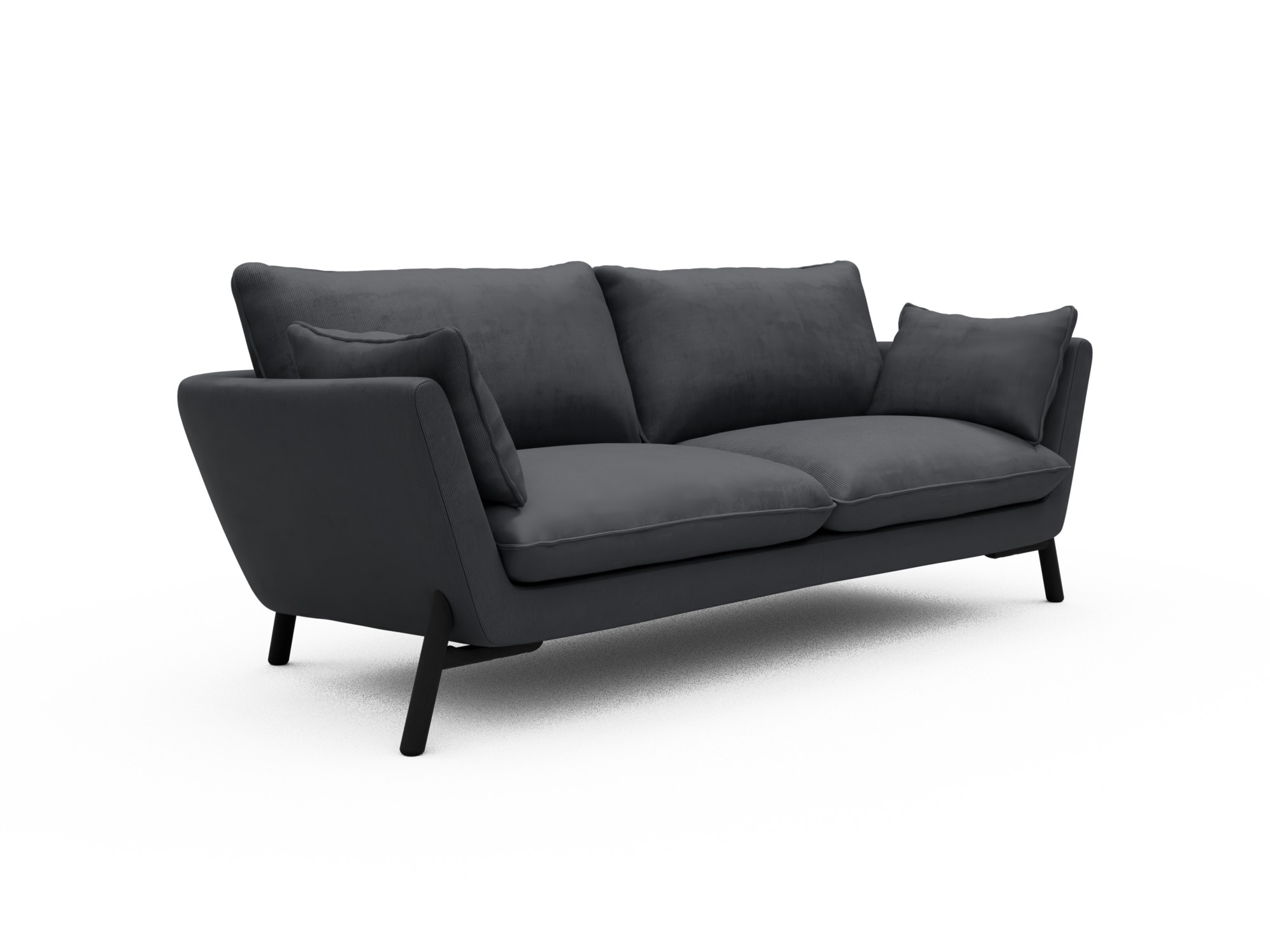 Skandi Home Sofa Emil 3-Sitzer Beinfarbe Eiche Schwarz Cordufine-Slate-Grey moebelfaktor
