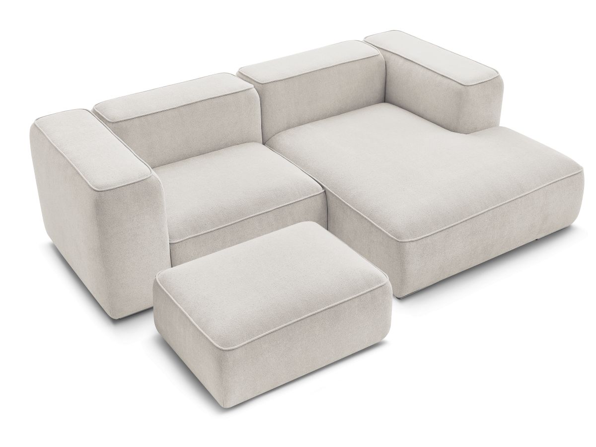 Bobochic Zephyr Ecksofa mit Pouf 260 × 165 cm Strukturstoff Beige Ecke rechts