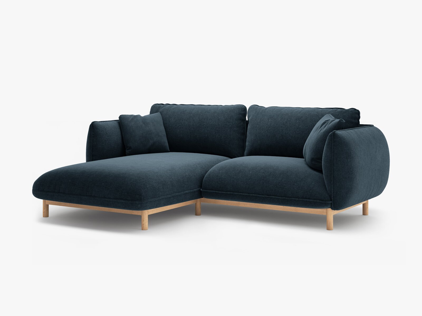 Micadoni Ada Ecksofa 3-Sitzer Links Strukturierter Stoff Wind Marineblau