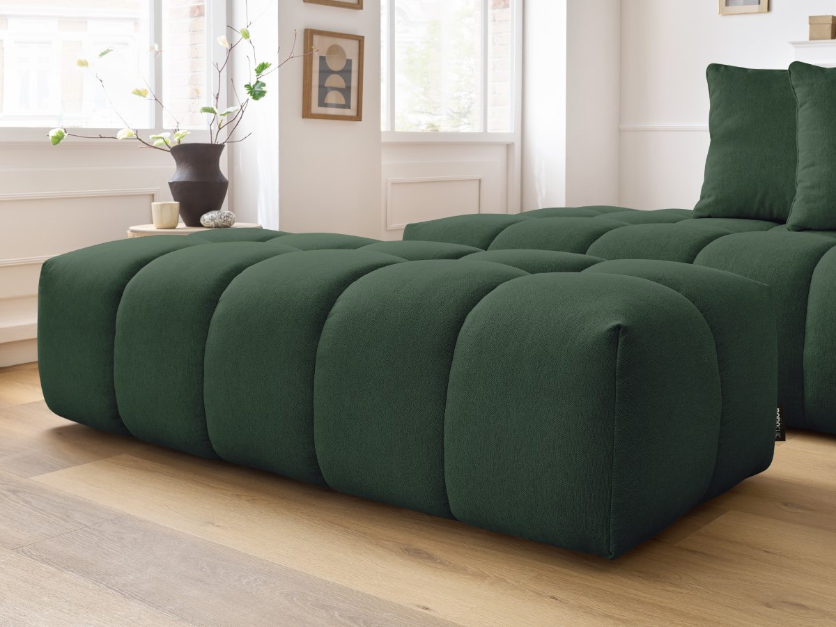 Bobochic Mont-blanc Ecksofa mit Pouf Melange-Stoff Grün Ecke rechts